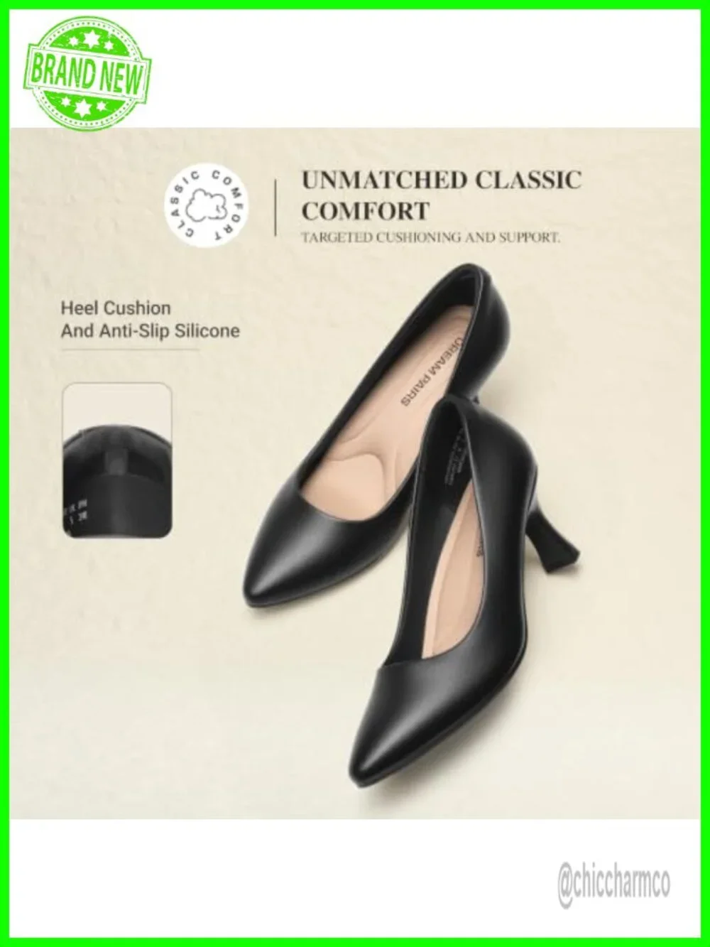 Women's Arch Support Comfort Kitten Heels Pumps Faux Leather Pointed Toe